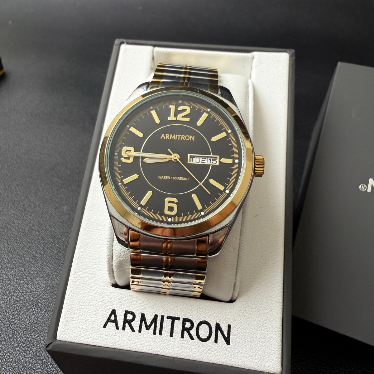 Armitron 20/4591TT Men's Two Tone Day-Date Expansion Band Watch New Battery