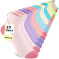 Set of 20 BOSSUN Multicolor 7-10Y Girls Ankle Socks Comfortable Breathable for