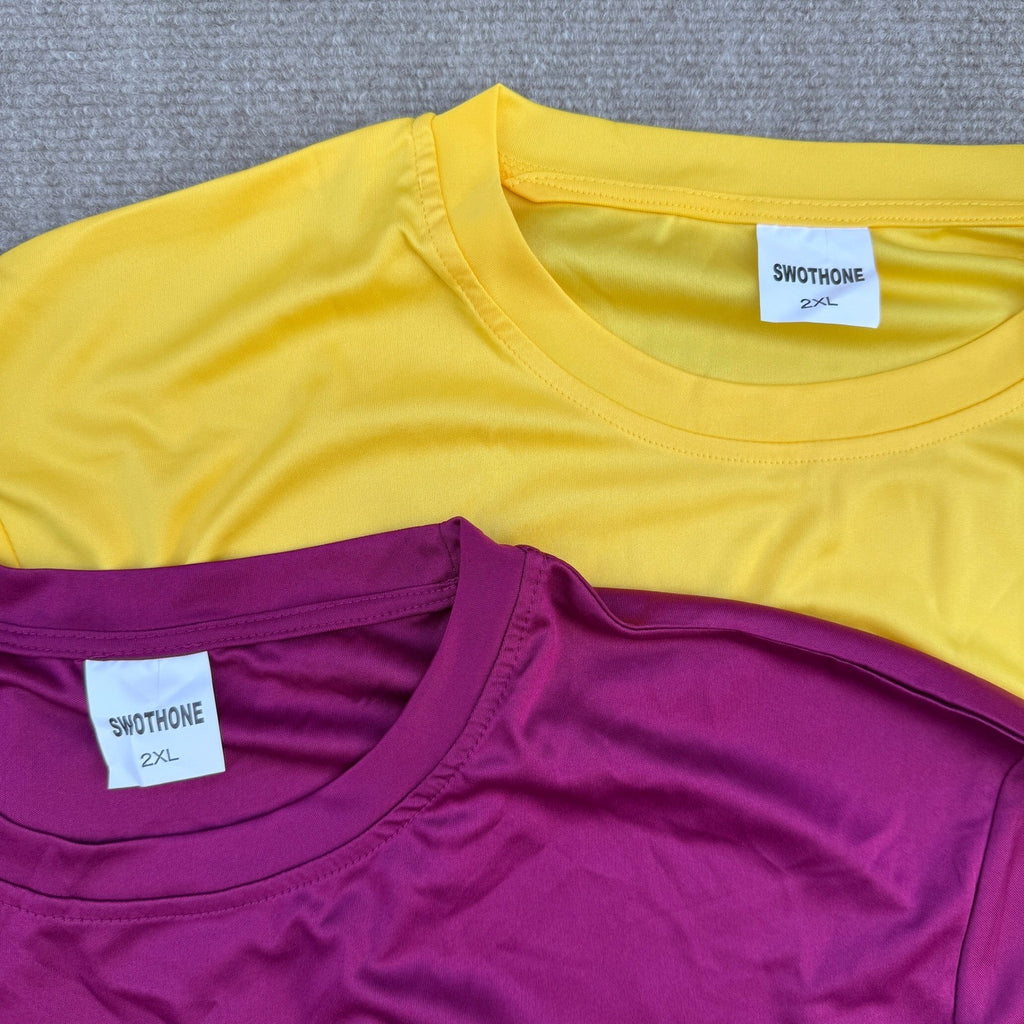 Set of 2 SWOTHONE Men's 2XL Yellow, Maroon T-Shirt Crew Neck Athletic Training