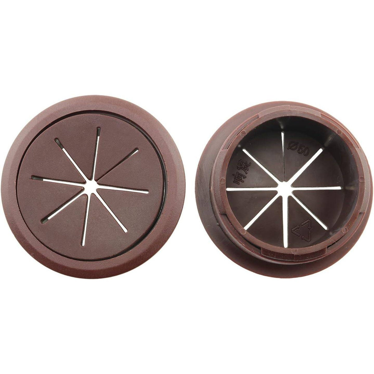 Pack of 2 HJGarden Brown 50mm Desk Grommets Wire Hole Cover Flexible Desk Cord