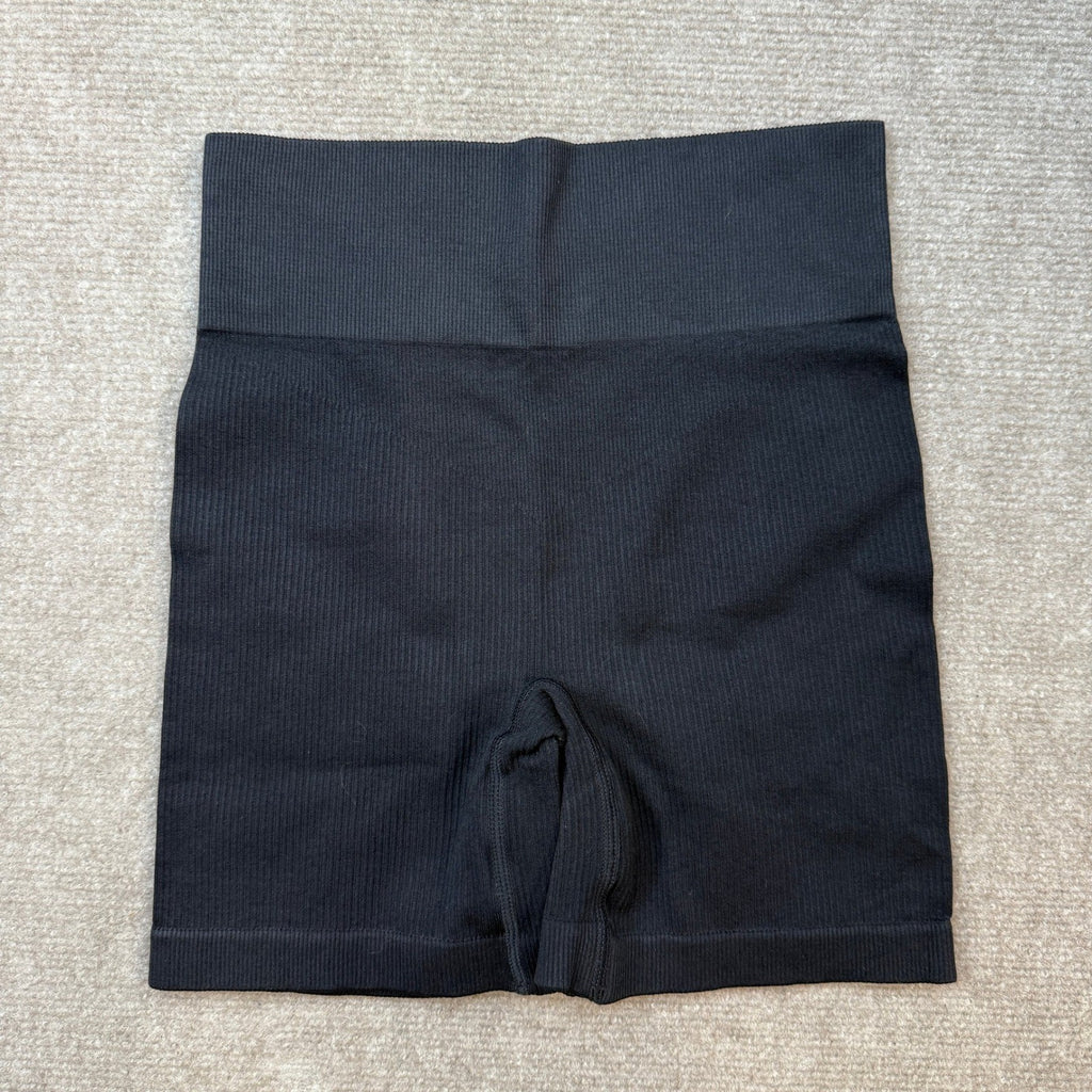 OIERD Women's S Black Ribbed Workout Shorts High Waisted Gym Yoga Pilates Biker