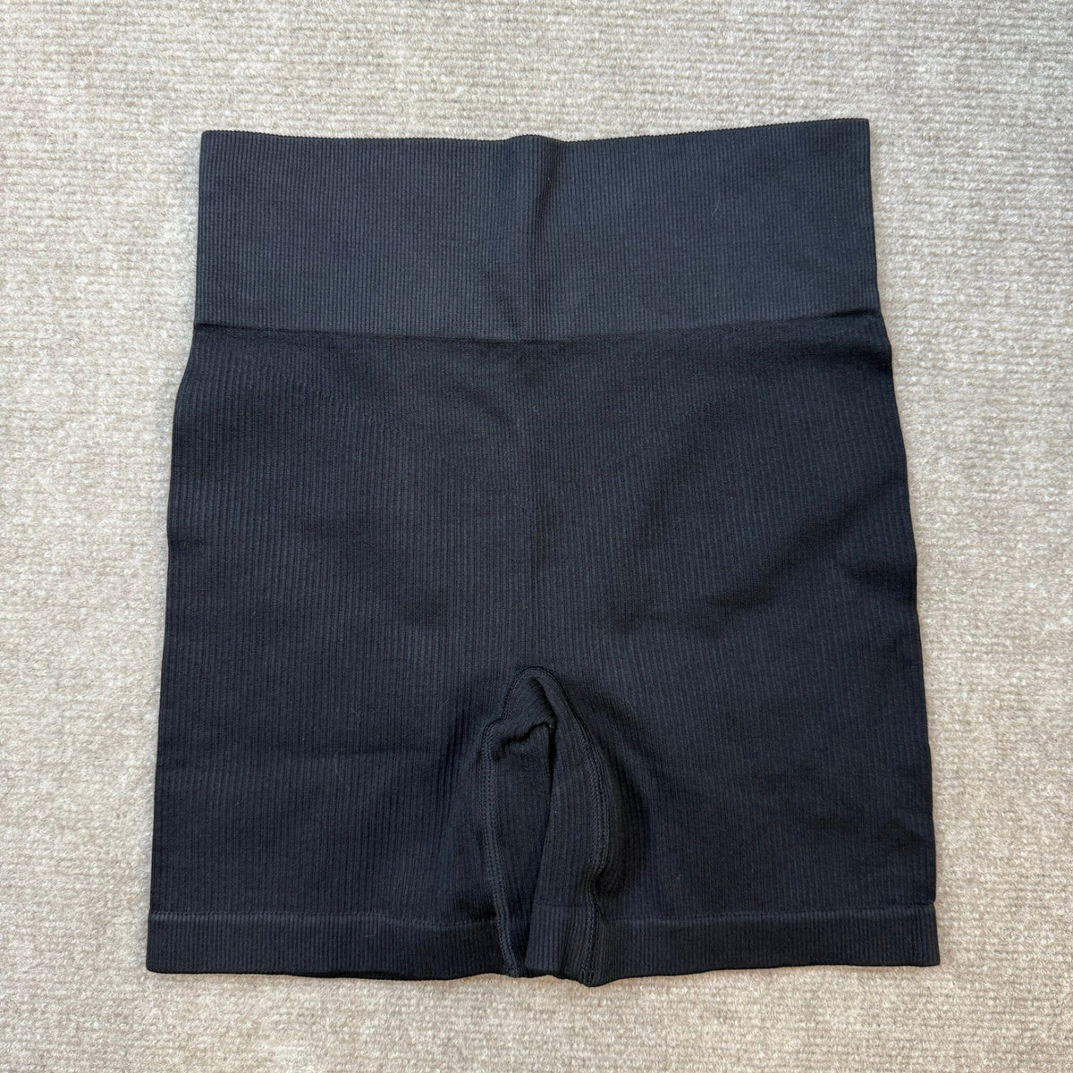 OIERD Women's S Black Ribbed Workout Shorts High Waisted Gym Yoga Pilates Biker