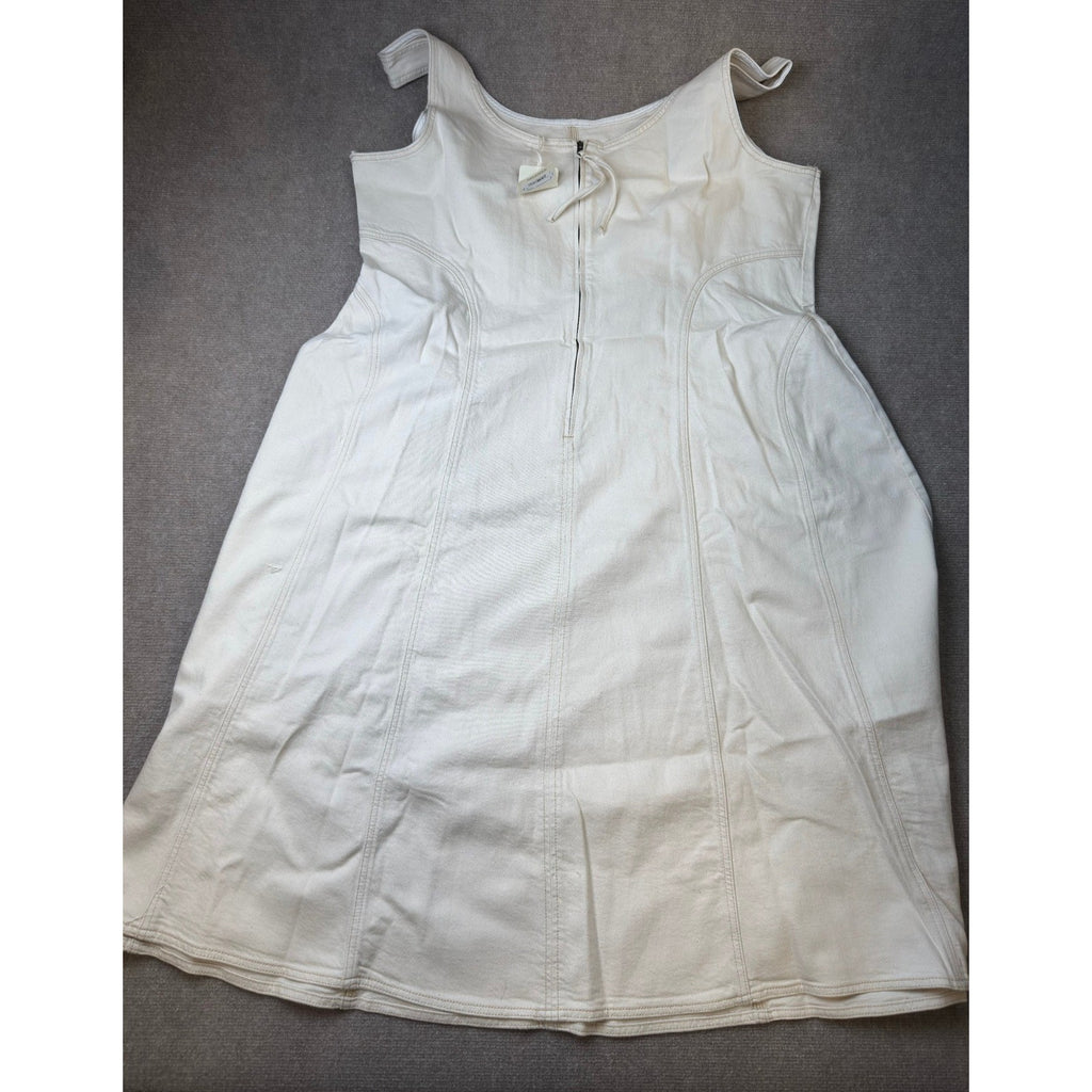 MSRP $78 A.N.A Womens 2X Ecru Midi U Neck Sleeveless Fit + Flare Dress