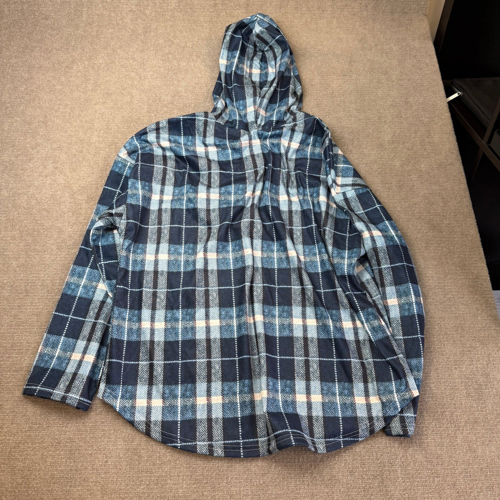 MSRP $19 RUMIA Women's 2XL Top V Neck Sweatshirt Pullover Hoodie Oversized Plaid