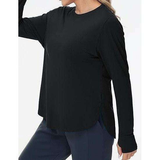 MSRP $24 THE GYM PEOPLE Women's XL Black Long Sleeve Workout Shirts Lightweight