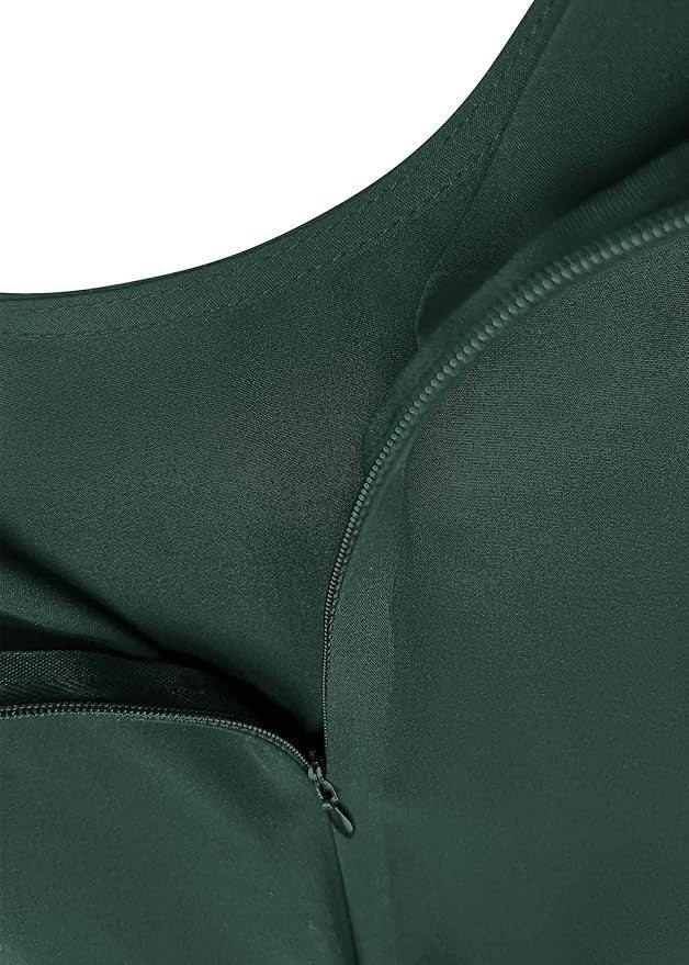 Abetteric Women Solid Color Zipper Abaya Muslim Dress w/ Pockets Islamic Prayer
