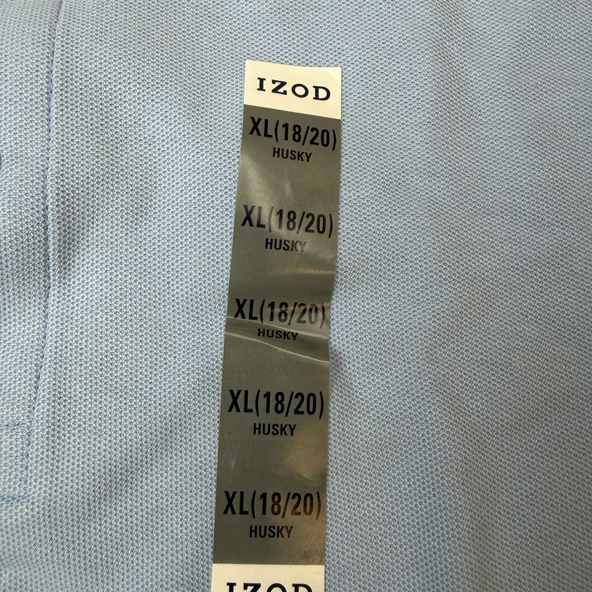 Izod Kids Boys XL 18/20 Husky Light Blue Polo Shirt Short Sleeve