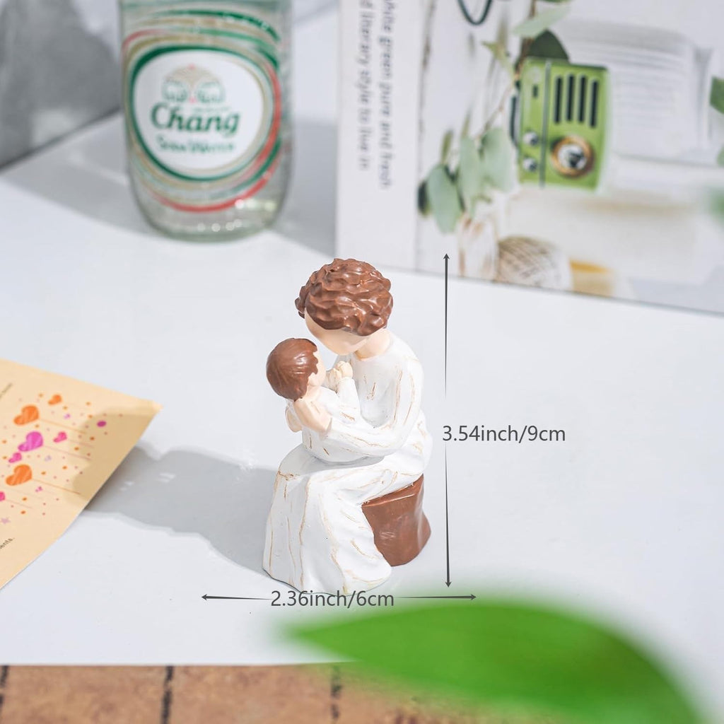SIGUEJOR Hand-Painted Resin Sculpture of Grandmother Holding Baby Grandma Gifts