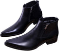 Santimon Mens US 6-10 Black Ankle Genuine Leather Zipper Pointed Toe Casual Boot
