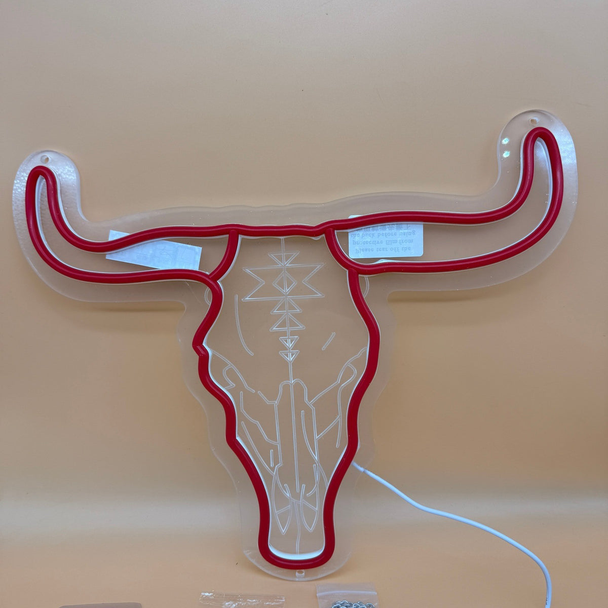 Longhorn Bull Skull Neon Sign For Cowgirl & Cowboy USB Powered Wall Decor, Texa