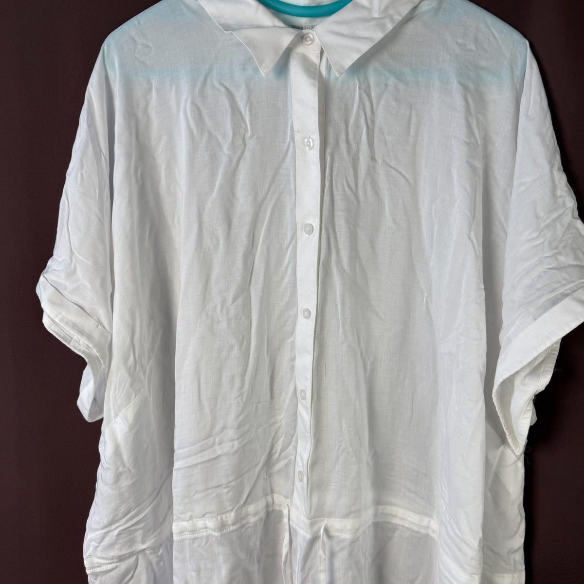 Lands' End Women's M-1X LONG Button Front Swim Cover-up Romper White