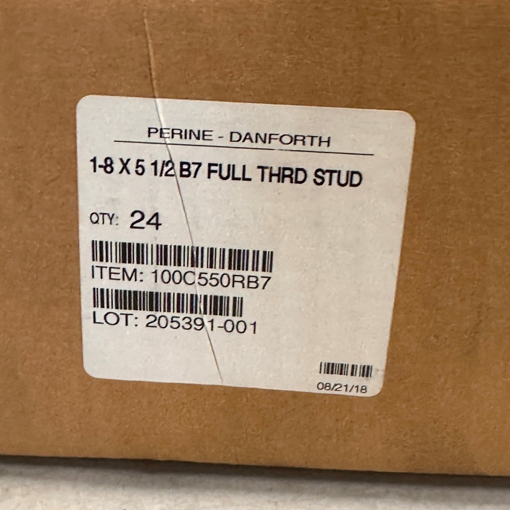 Pack of 24 Perine Danforth 1-8 x 5 1/2 B7 Full Thread Stud Bolts