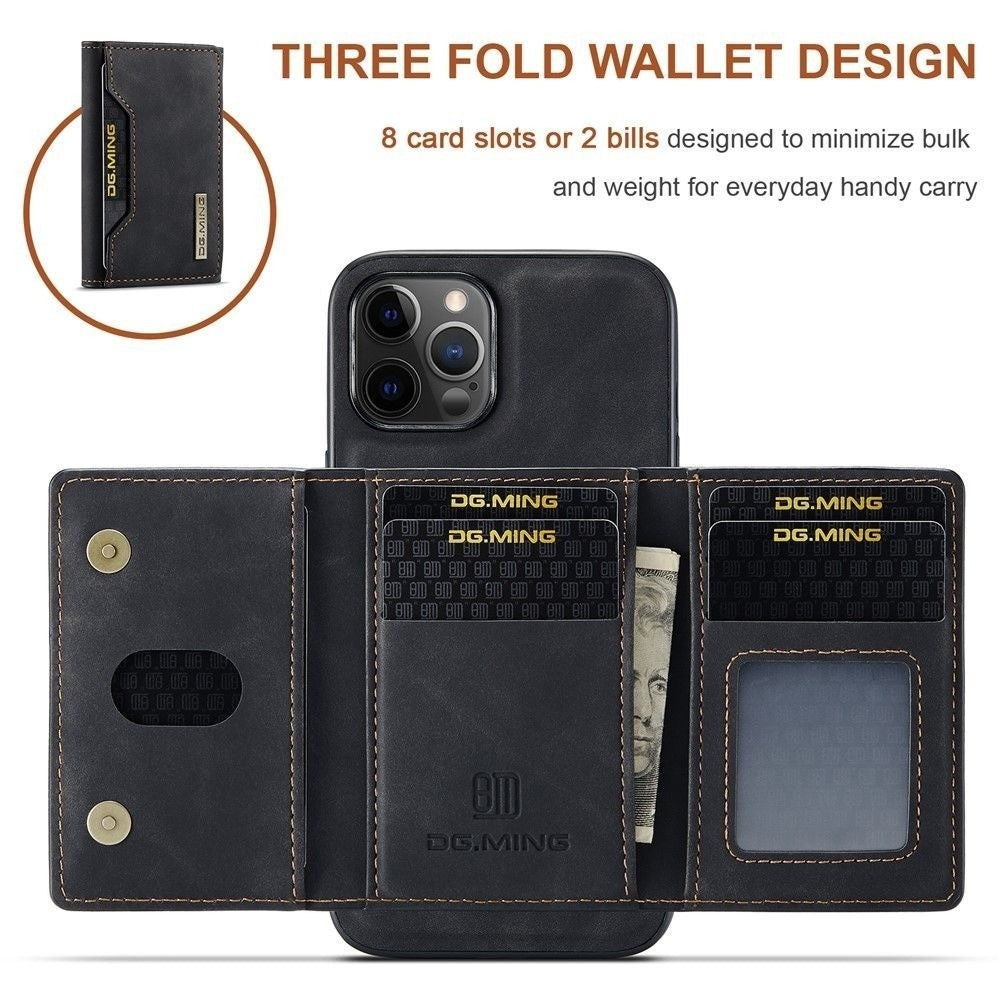 Black iPhone 13 ProMax DG.Ming M2 Series Magnetic 2-in-1 Wallet Case