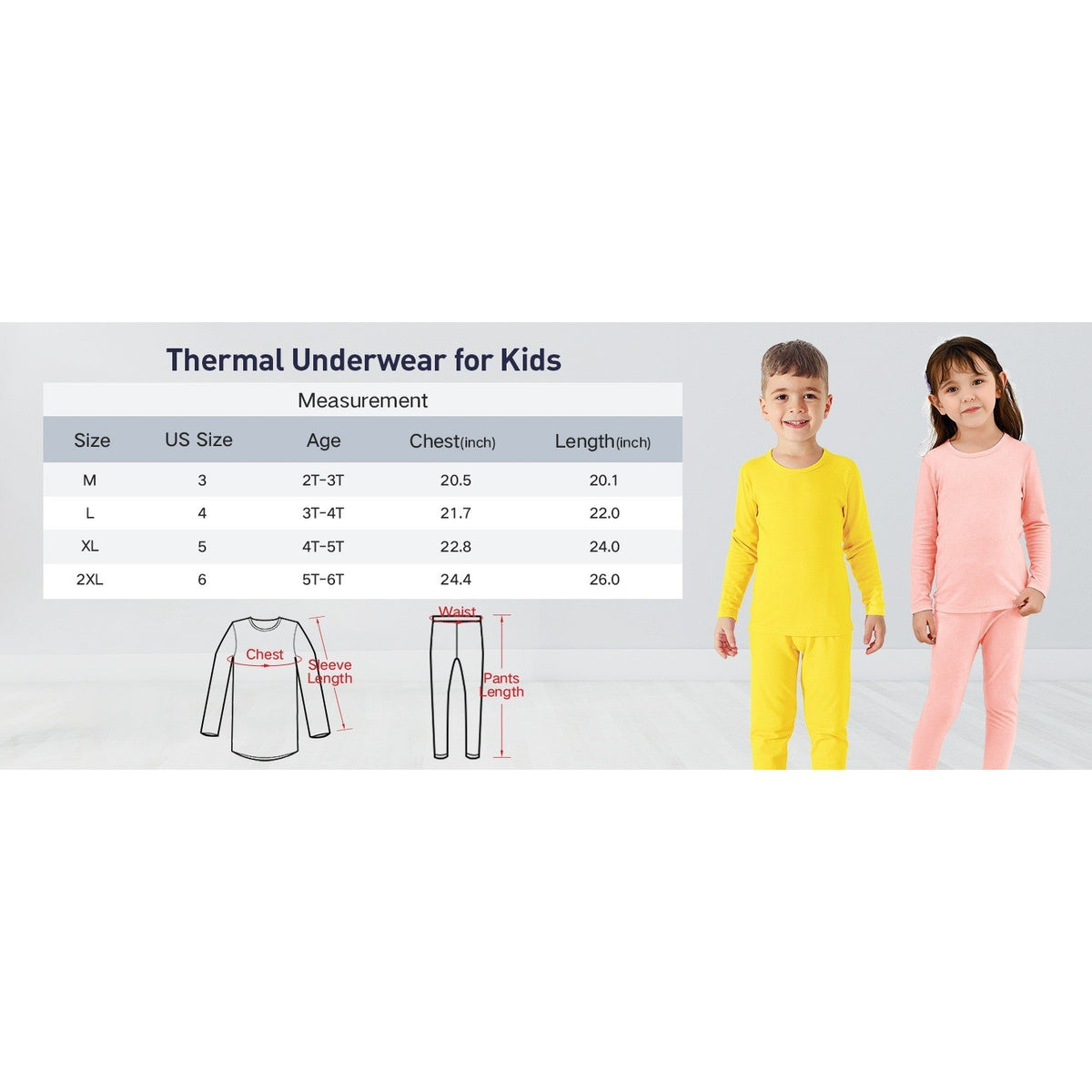 Set of 2 MSRP $31 American Trends L (3-4T) Black Thermal Underwear for Unisex K
