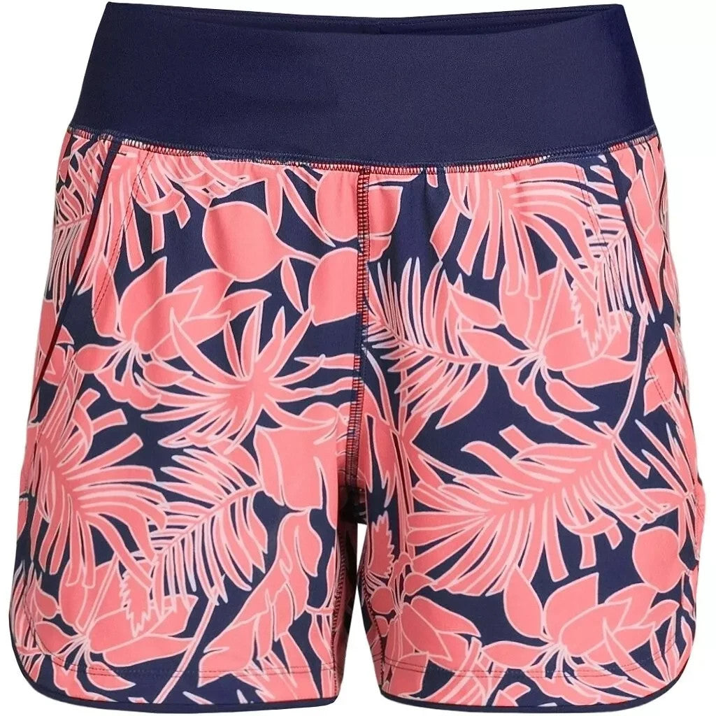 Lands' End Women's 4-18W, 8-18W LONG 5" Quick Dry Swim Shorts With Panty Wood