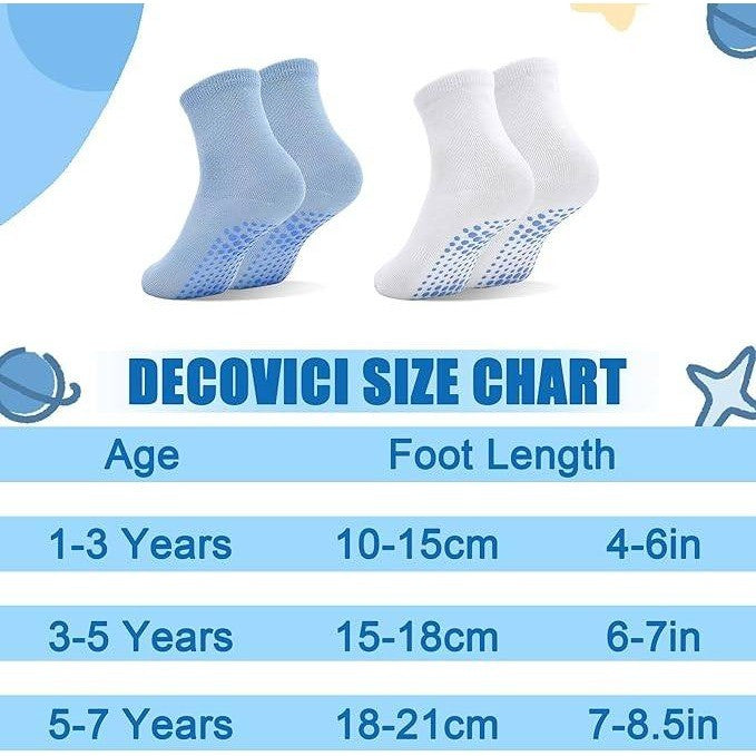 DECOVICI 8 Pairs Toddler 3-5T Socks Anti Skid with Grips Non Slip Crew Socks