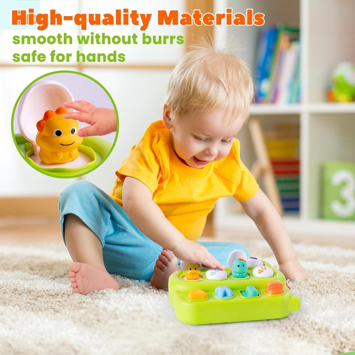 Cause and Effect Pop Up Green Dinosaur Land Baby Toy 12m+ Sensory Early Learnin