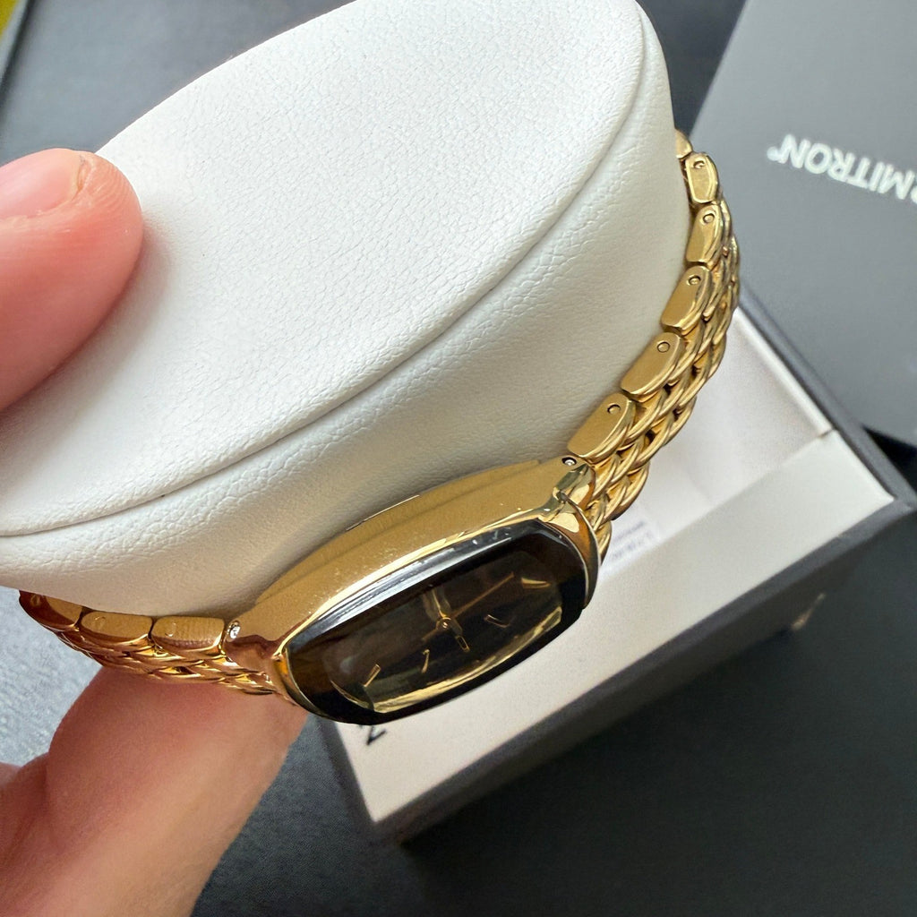 Armitron Women's 75/5195GP Gold Tone Diamond Black Dial Bracelet Watch New