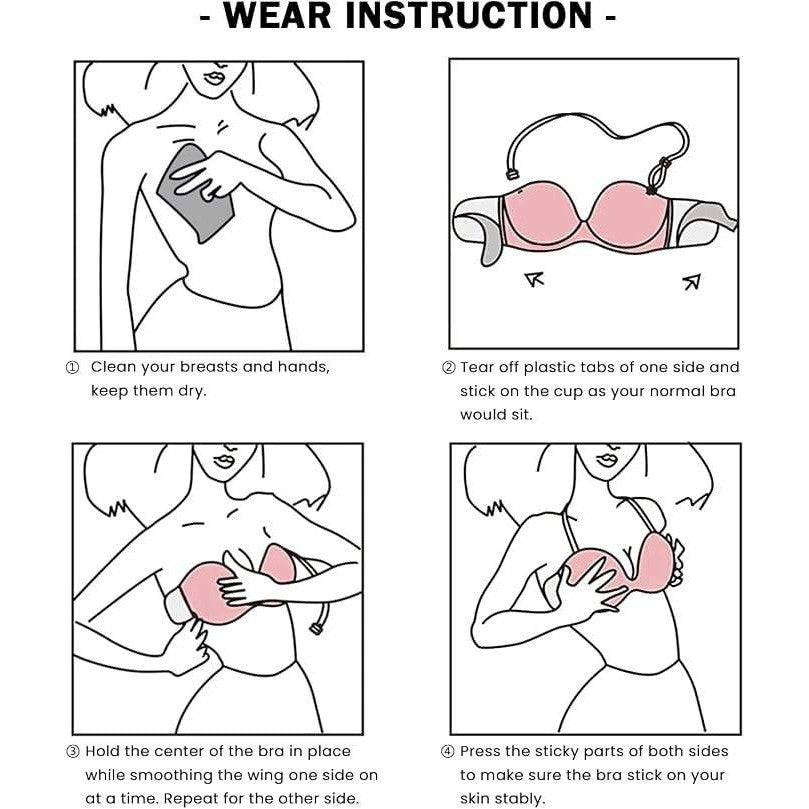 MSRP $34 JOATEAY Womens A-Cup Strapless Backless Bra Plunge Push Up Adhesive