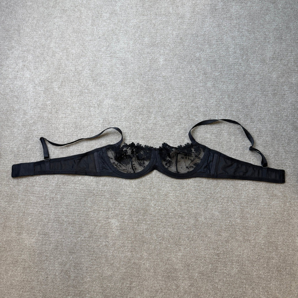 MSRP $28 Wingslove Women's 36C Sexy Lace Bra Demi Sheer Mesh Balconette See
