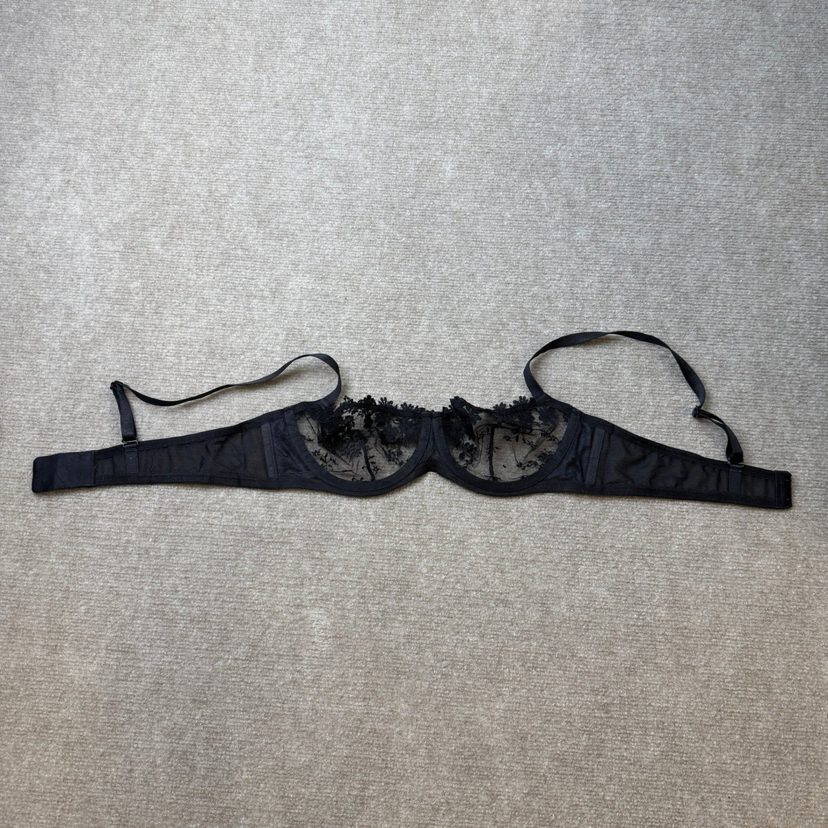 MSRP $28 Wingslove Women's 36C Sexy Lace Bra Demi Sheer Mesh Balconette See