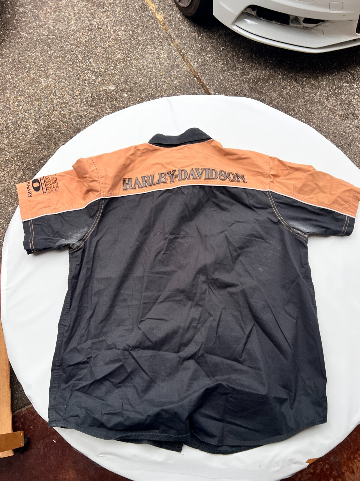 Harley-Davidson 110th Anniversary Dealer Shirt XL Black Orange 1903-2013 Short