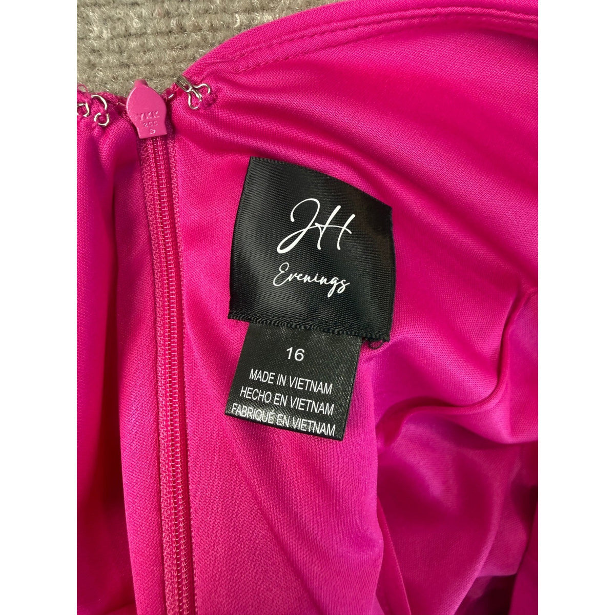 MSRP $100 Jessica Howard Evenings Womens 16 Hot Pink Rhinestone Sleeve Dress