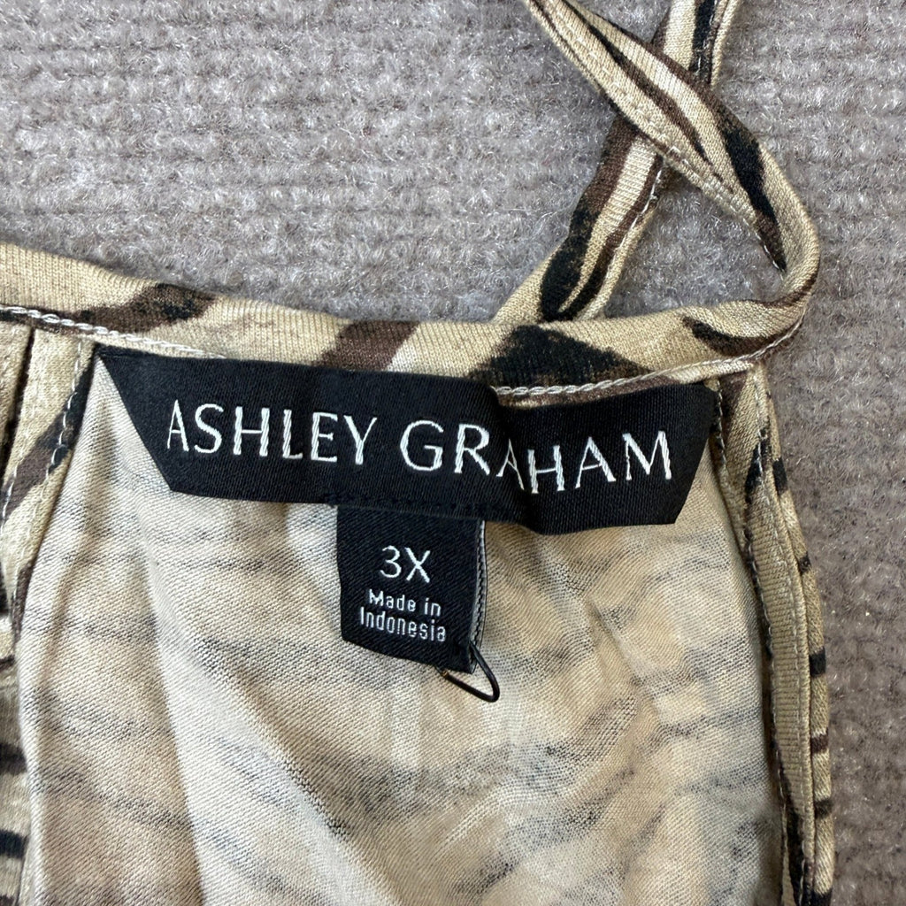 MSRP $90 Ashley Graham Womens 3X Zebra Keyhole Neck Sleeveless Maxi Dress