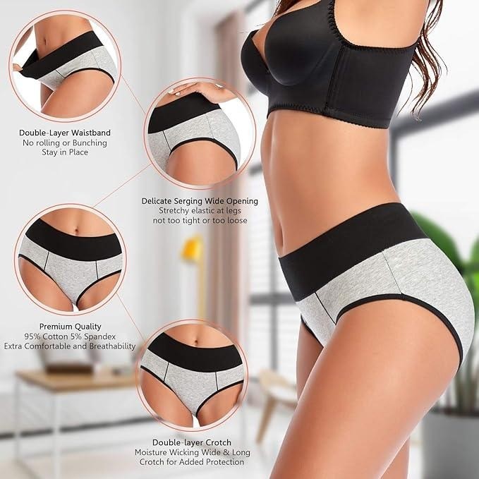 Set of 6 MSRP $23 Eiggam XXL Underwear for Women Cotton High Waist Panties Full