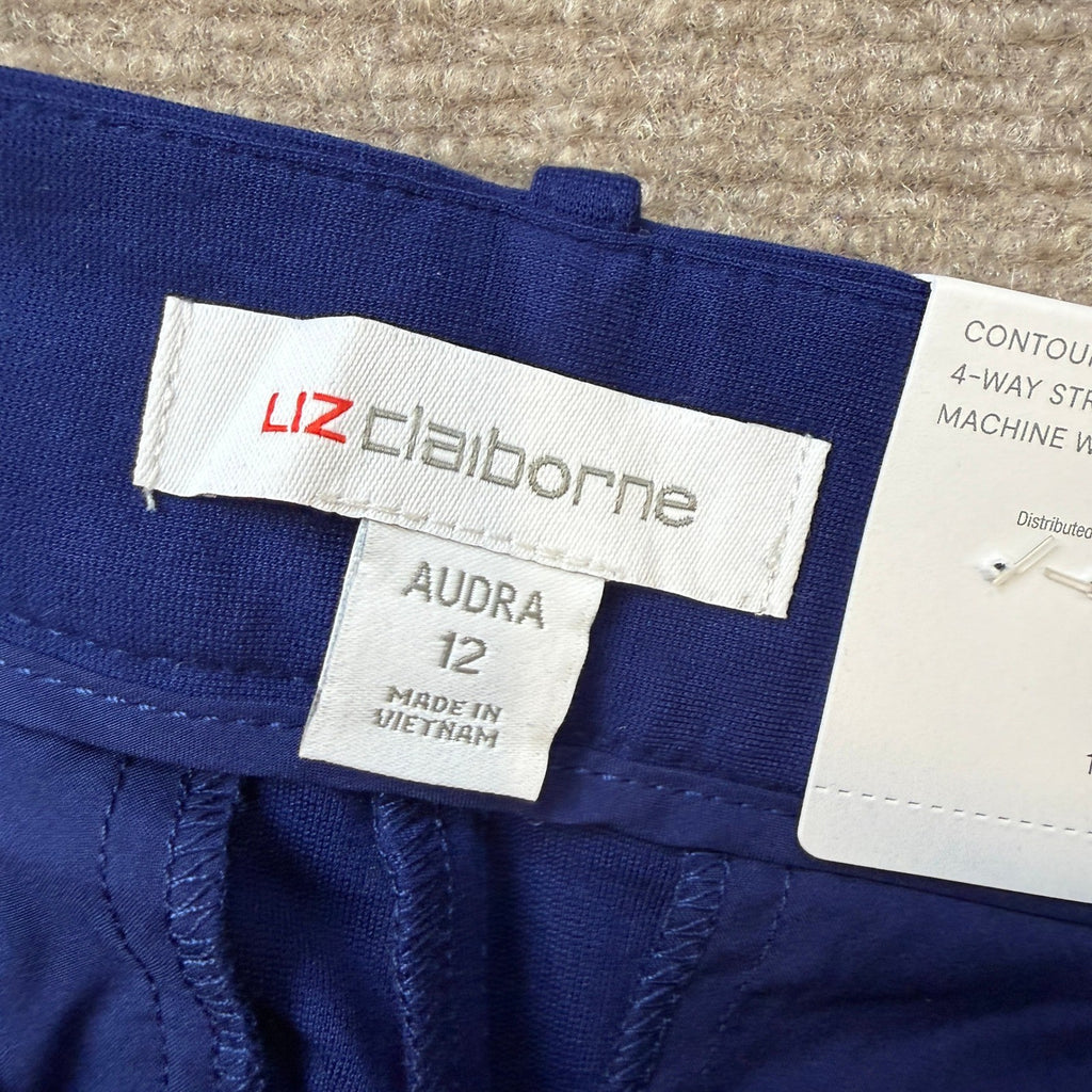 MSRP $54 Liz Claiborne Audra Womens 12 Viking Blue Ponte Straight Trouser Pants