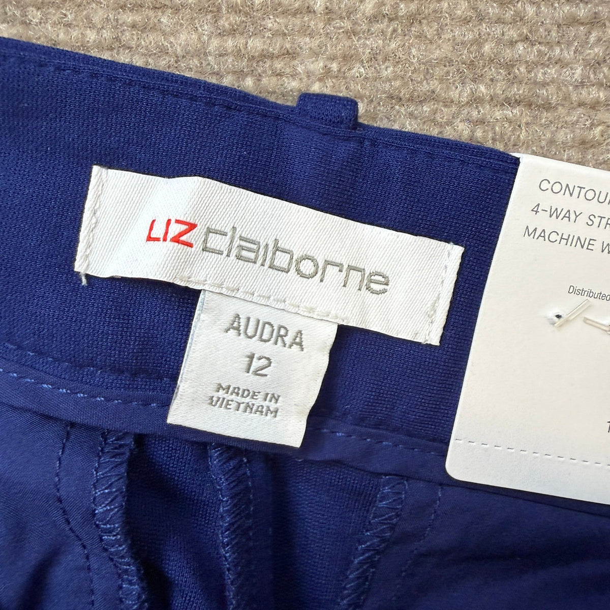 MSRP $54 Liz Claiborne Audra Womens 12 Viking Blue Ponte Straight Trouser Pants
