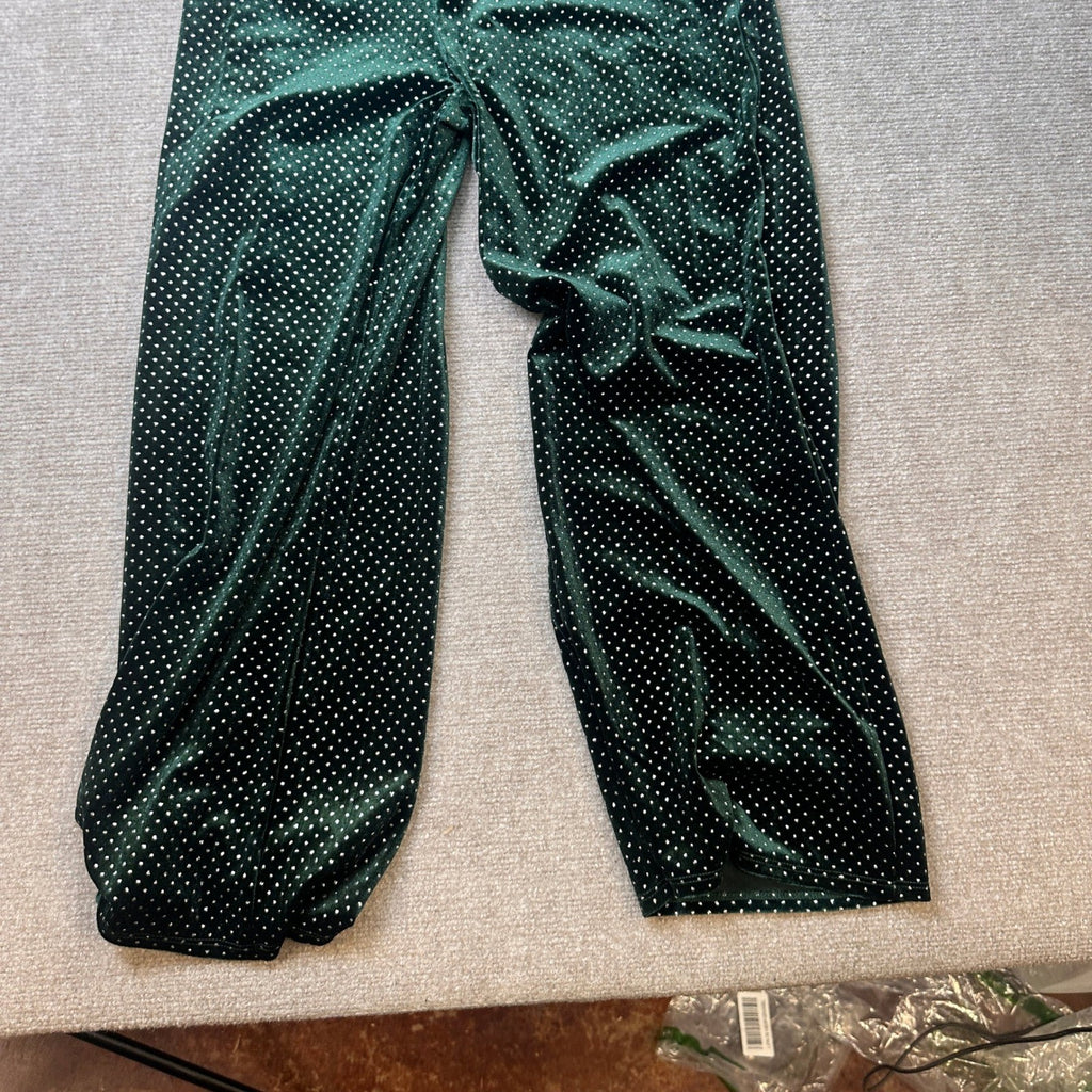 MSRP $60 Kohl's Eyeshadow Girls XL (16) Green Silver Glitter Dot Velvet Jumpsuit