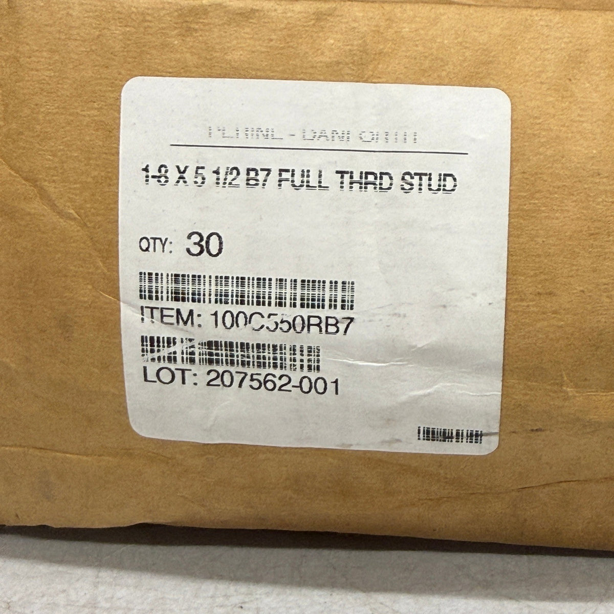 Pack of 30 Perine-Danforth 1-8 x 5 1/2" B7 Full Thread Stud Bolts