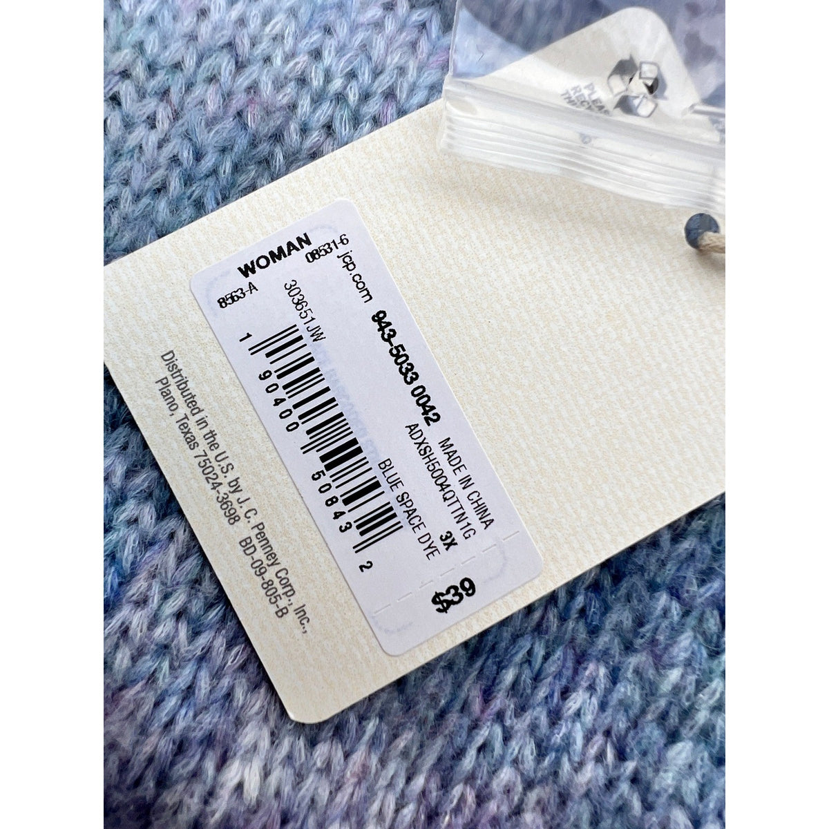 NWT A.N.A Women's Size 3X Ombre Knit Sweater Blue Space Dye MSRP $39 V-Neck Ca