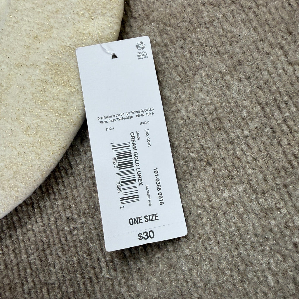 MSRP $30 Liz Claiborne Womens One Size Cream Gold Lurex Wool Beret
