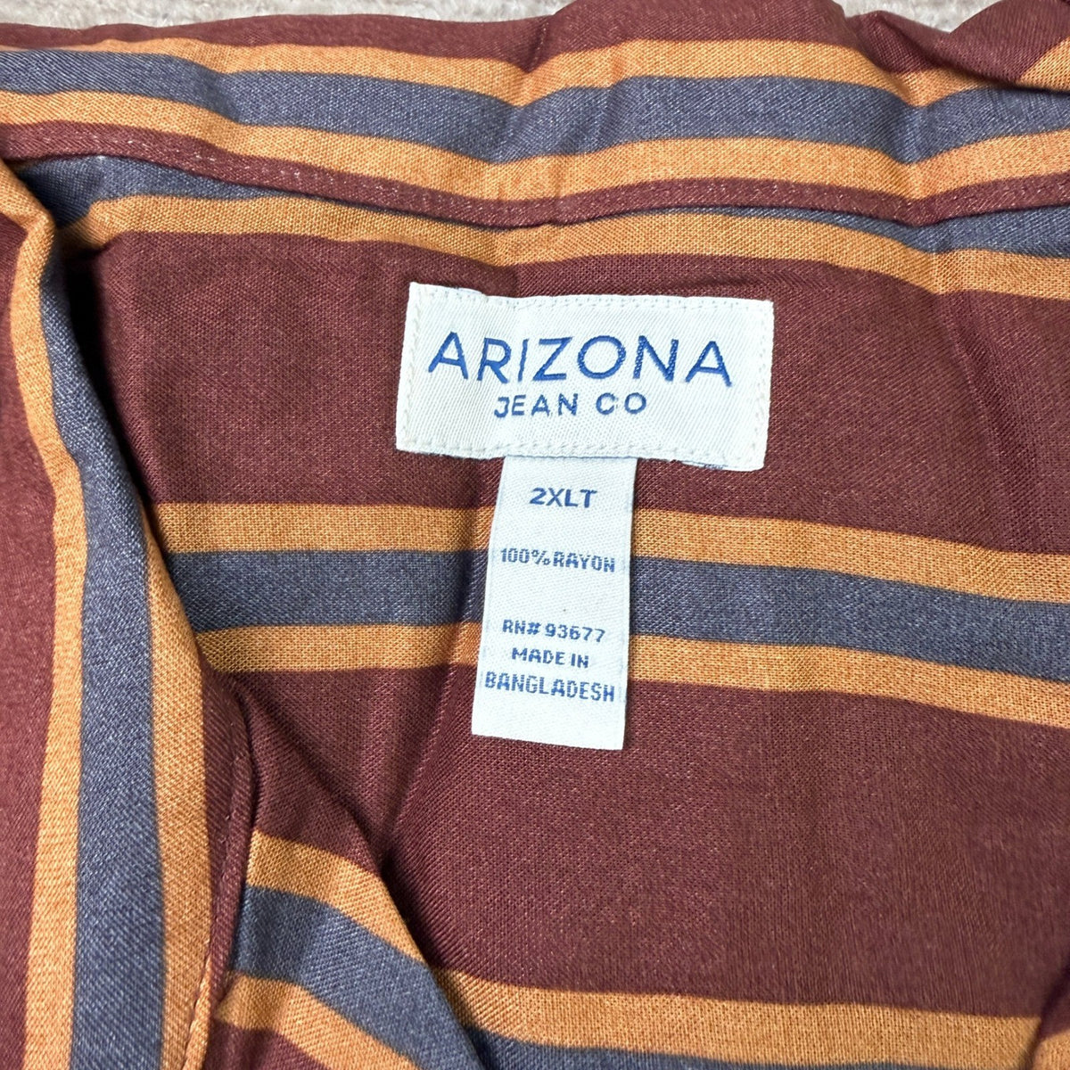 MSRP $34 Arizona Mens 2XLT Big & Tall Red Stripe Button-Down Shirt Short Sleeve