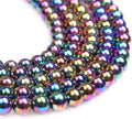 500 Pcs 8mm Round Multicolored Hematite Gemstone Beads DIY Jewelry Making 16"