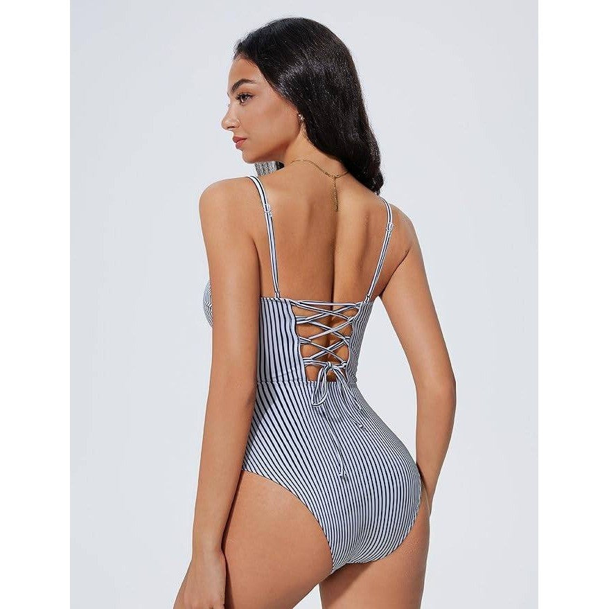 MSRP $50 SUUKSESS Women's M One Piece Tummy Control Swimsuit Crisscross Backless