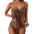 MSRP $52 B2prity Women's M Brown Tankini Swimsuit Tummy Control Flowy Mesh Top