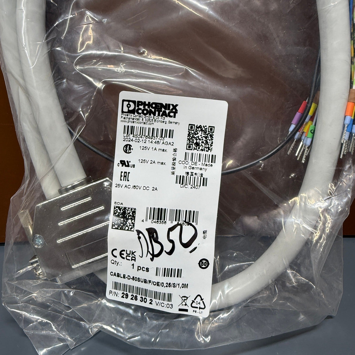 Phoenix Contact 2926302 D-Sub Cable Assembly 1m CABLE-D-50SUB/F/OE/0,25/S/1,0M