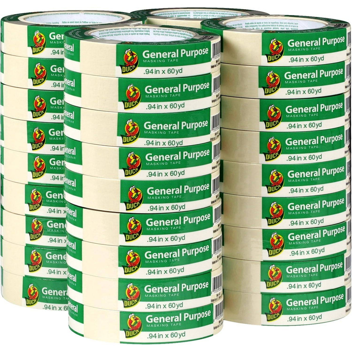 Pack of 36 Duck 286509 General Purpose Masking Tape 0.94in x 60yd, Beige