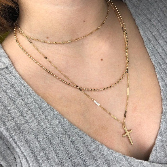 Gold Cross Necklace, Dainty Necklace, Simple Necklace, Christian Jewelry, Chain