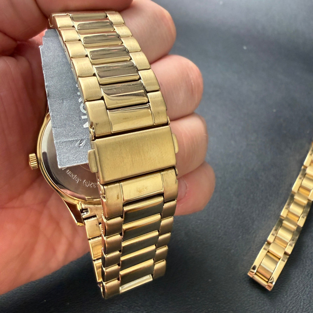 MSRP $105 Armitron 20/5374GP Men's Gold Tone Watch w/ Bracelet Set New Battery