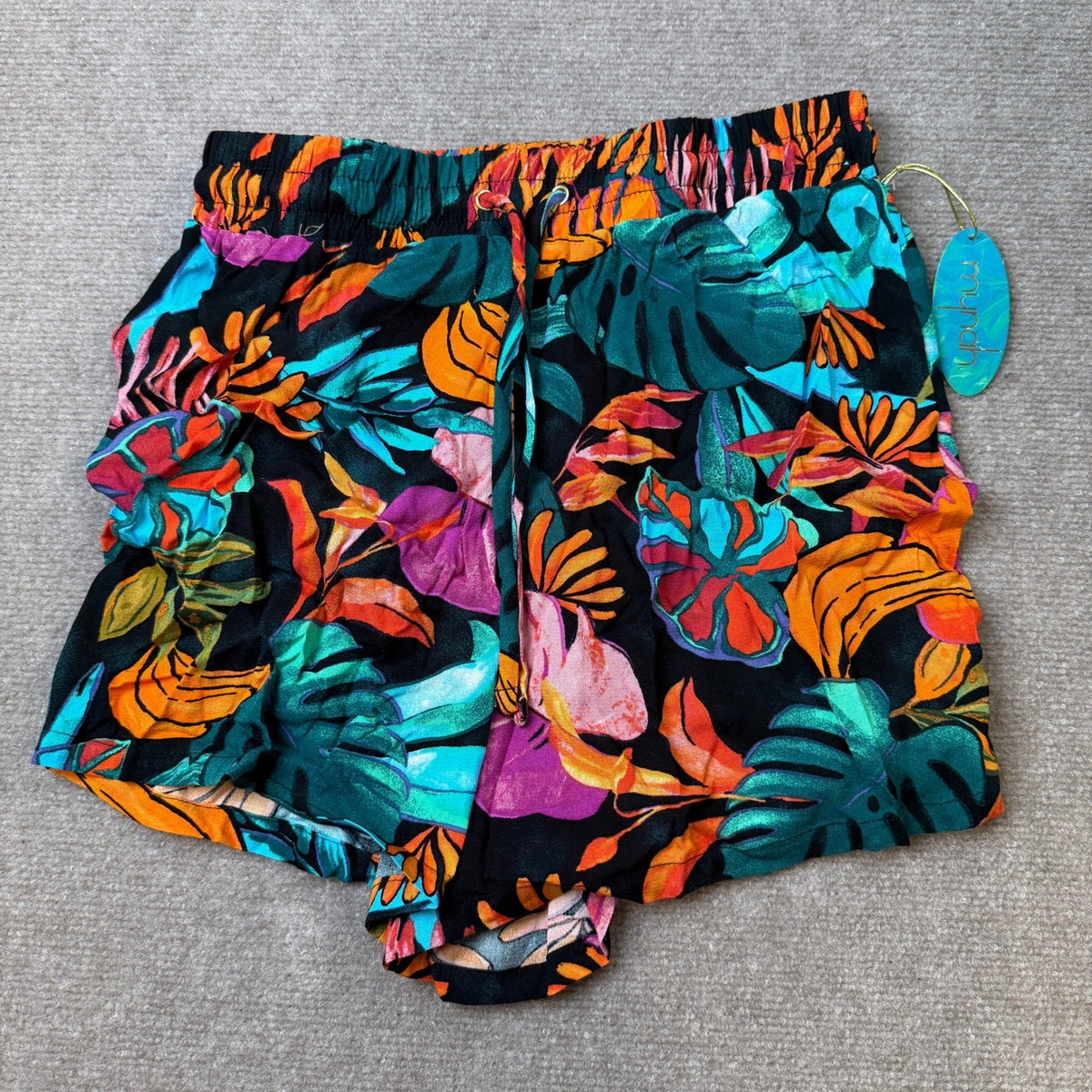 NWT Mynah Womens S Farm Tropical Crepe Shorts Swimsuit Cover-Up