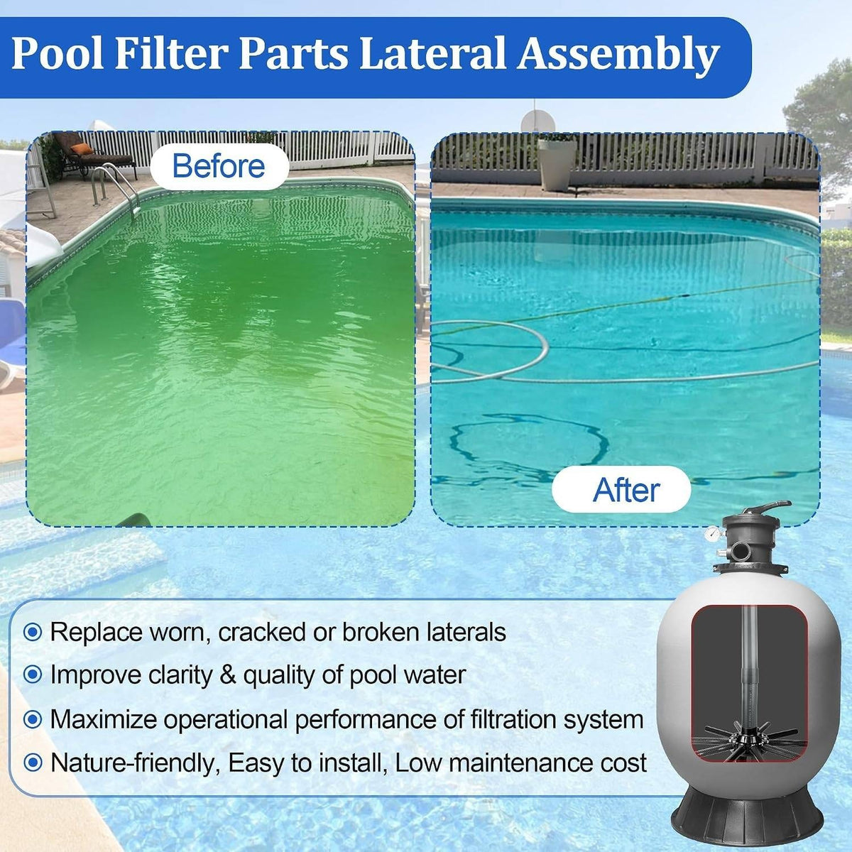 Rugam SX164DA Lateral Assembly w/ Center Pipe for HaywardPro Series Pool Sand