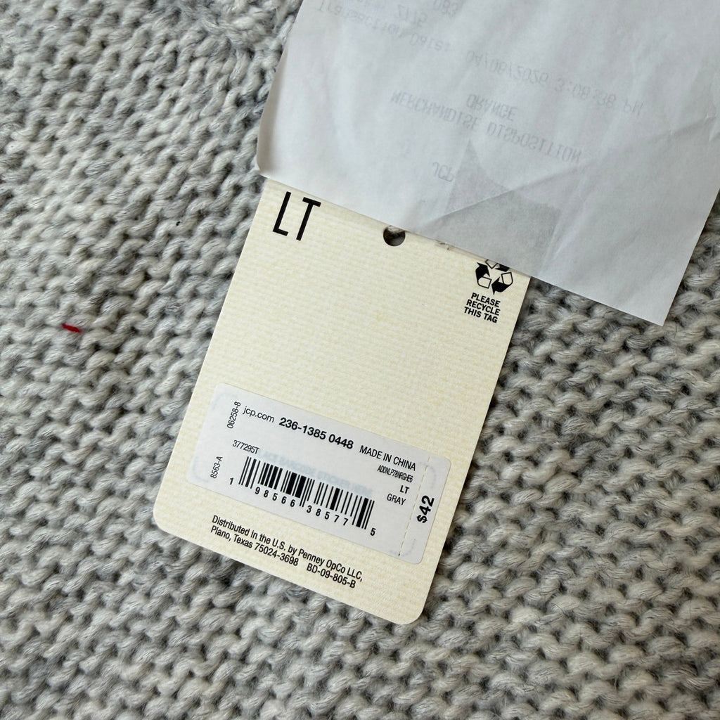 MSRP $42 a.n.a Womens L Tall Gray Split Crew Neck Long Sleeve Pullover Sweater