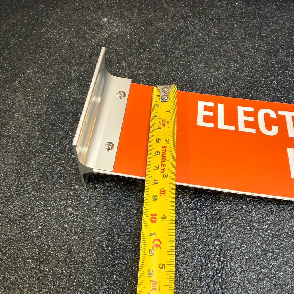 Electronics Lab Wall Mount Projecting Corridor Sign 3x10" Red & White w/ Bracket