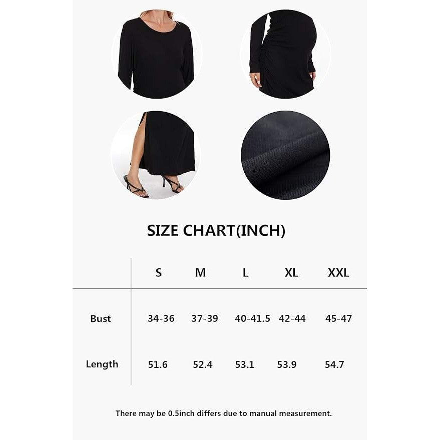 MSRP $43 Smallshow Women's M Split Maternity Dress Long Sleeve Ruched Pregnanc
