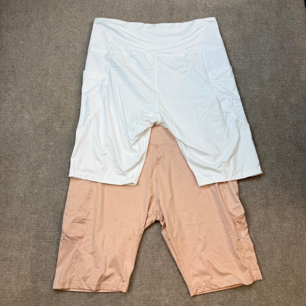 Set of 2 MSRP $24 FULLSOFT Women's XXL White, Apricot Plus Size Biker Shorts