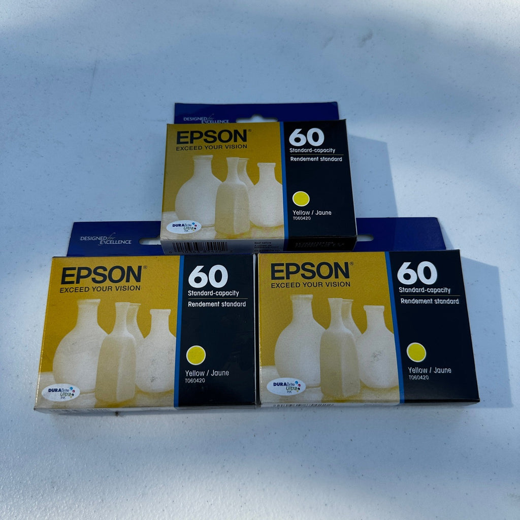 Set of 3 Epson 60 T060420 Yellow Ink Cartridge EXP 03/2026 Standard Capacity